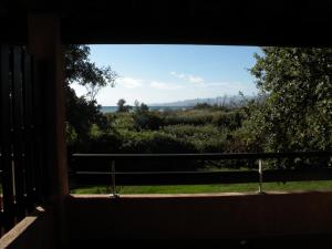 een raam met uitzicht op een veld vanuit een huis bij Residence de Tourisme Marina Corsa in Ghisonaccia