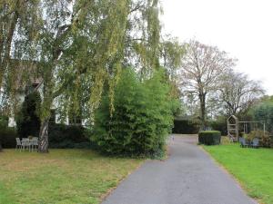 een wandelpad voor een huis met een boom bij Classic Mansion in Poperinge with Fenced Garden in Poperinge