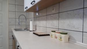 Kuchyň nebo kuchyňský kout v ubytování Csóka Apartman Pápa