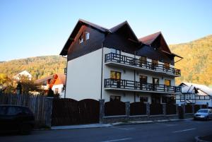 a large white building with a black roof at Casa Amurg in Sinaia