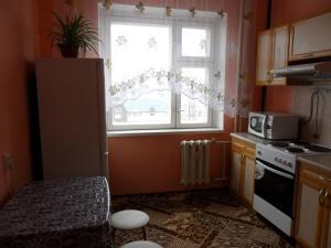 ニジネヴァルトフスクにあるApartment Internatsional'naya 2/1の小さなキッチン(窓、コンロ付)