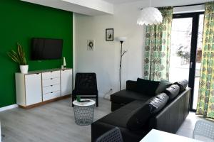 Televízia a/alebo spoločenská miestnosť v ubytovaní Zielone Apartamenty