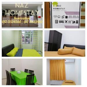 a collage of pictures of a room with a bed and a table at NAZ Homestay in Jitra