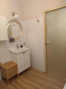 a bathroom with a sink and a mirror at Apartmány Ruprechtov in Hroznětín