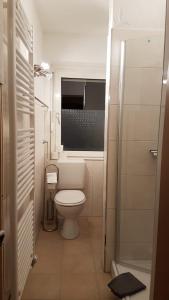 ヴィンターベルクにあるFerienwohnung Orchideeの小さなバスルーム(トイレ、窓付)が備わります。