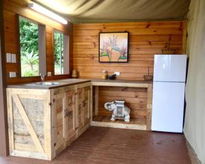 eine Küche mit einer Spüle und einem Kühlschrank in der Unterkunft Clouds Serenity in Beechmont