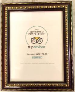 Certifikát, hodnocení, plakát nebo jiný dokument vystavený v ubytování Kalyan Heritage