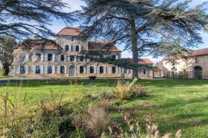 an old house with a tree in a field at Château de Maumusson in Maumusson-Laguian