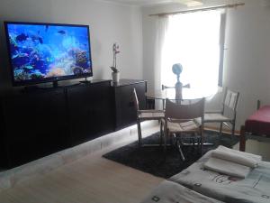 TV a/nebo společenská místnost v ubytování Jiřetínská chaloupka