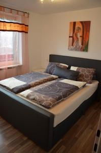 duże łóżko w pokoju z oknem w obiekcie Apartment Kendlbacher w mieście Zell am See