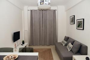 リスボンにあるGiestal Terraceのリビングルーム(灰色のソファ、テレビ付)