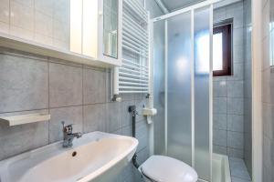 ein Badezimmer mit Waschbecken, Toilette und Dusche in der Unterkunft Garden paradise App in Sveti Vid-Miholjice