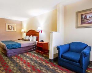 Pokój hotelowy z łóżkiem i krzesłem w obiekcie Econo Lodge - Prattville w mieście Prattville