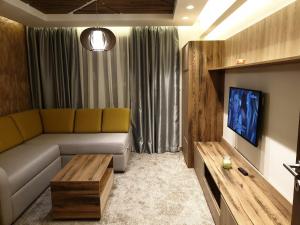 a living room with a couch and a tv at Apartmani Astoria 1 in Jahorina