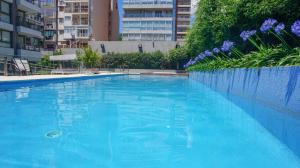 a large blue swimming pool in a city at Privilege Studios in Terrazas Polo in Buenos Aires