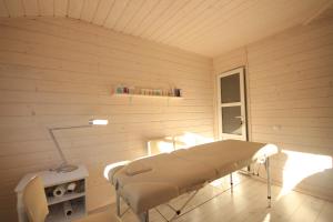 a hospital room with a bed and a lamp at Villa Medova in Kosiv