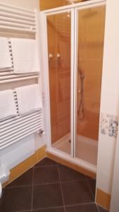 トスコラーノ・マデルノにあるCasabbのバスルーム(ガラスドア付きのシャワー付)