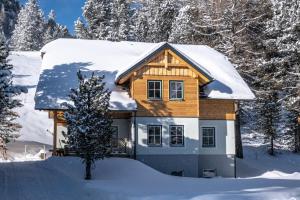 a house is covered in snow at Peters Alm in Turracher Hohe