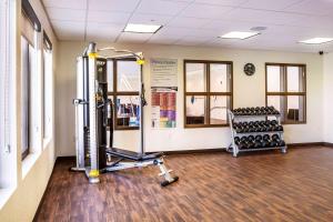 un gimnasio con 2 cintas de correr y pesas en una habitación en Comfort Inn & Suites Niagara Falls Blvd USA, en Niagara Falls