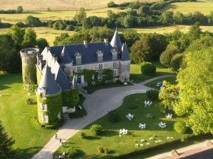 - une vue aérienne sur un domaine avec un château dans l'établissement Hôtel & SPA Château de La Côte - Brantôme, à Biras