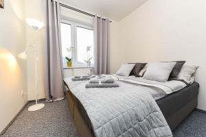 Posteľ alebo postele v izbe v ubytovaní Apartament Wróbelkowo