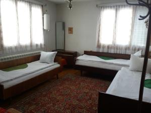 a room with two beds and two windows at Guest House AHP in Mala Tsŭrkva