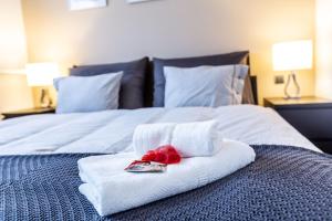 Postel nebo postele na pokoji v ubytování Apartmán v srdci Českého ráje