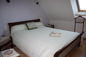 1 dormitorio con cama con almohada en gite de l'aunay, en Fléré-la-Rivière