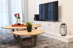 Televízia a/alebo spoločenská miestnosť v ubytovaní Heliconia deluxe Apt Must