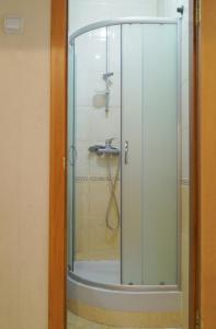 a shower with a glass door in a bathroom at Квартира по улице Большая Васильковская, 114 in Kyiv +58 photos