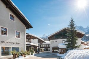 un edificio con un árbol delante de él en Zin Senfter Residence, en San Candido