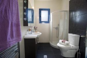 a bathroom with a toilet and a sink and a shower at Anatoli Villa in Agia Effimia