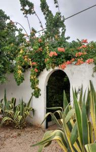 Un edificio con un mazzo di fiori sopra di Villa Sara di Puglia a Castellaneta