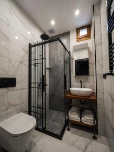 a bathroom with a toilet and a bath tub at GalataCo Hotel in Istanbul