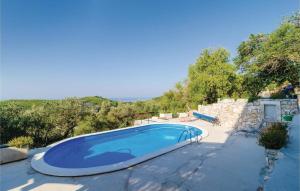 a large blue swimming pool in a yard at Mljet, old stone apartment with pool in nature in Babino Polje