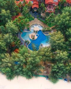 an overhead view of a pool at a resort at Dusit Thani Laguna Phuket in Bang Tao Beach