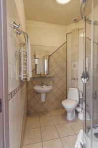 a bathroom with a toilet and a sink at Zolotaya Buhta in Kaliningrad