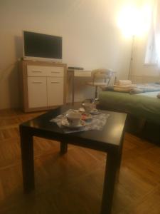 - un salon avec une table basse et une télévision dans l'établissement Ivana Center, à Novi Sad