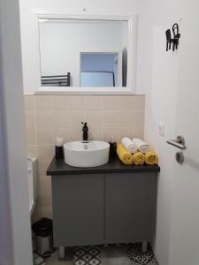 a bathroom with a sink and a mirror at Dream Studio 2 Petrosani in Petroşani