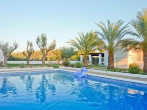 a person in a blue shark suit in a swimming pool at Can Agustín in Santa Gertrudis de Fruitera