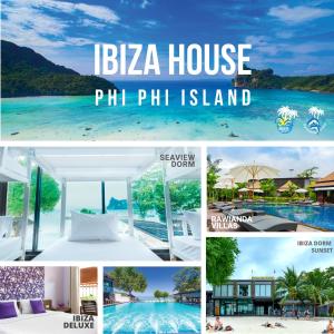 un collage de fotos de la ibiza house ph island en Ibiza Phi Phi en Islas Phi Phi