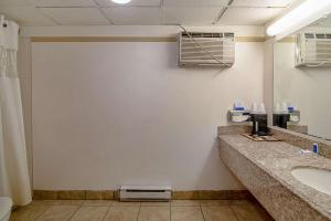 a bathroom with a sink and a mirror at Devils Lake Inn in Devils Lake