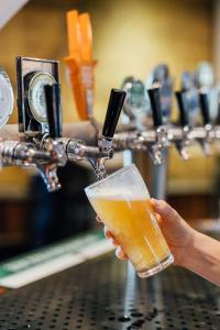 JesmondにあるShortland Budget Accommodationの一杯のビールを持っている人 +9枚の写真