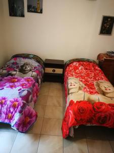 two beds with dolls on them in a room at Casa Teatro Greco in Catania