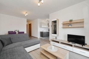 a living room with a couch and a flat screen tv at Vila Marijana in Preko