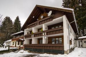 巴爾德赫旺的住宿－Ferienwohnung Bergluft，冬天的房子,地面上积雪