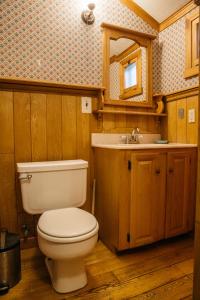 a bathroom with a toilet and a sink at The Hostel California in Bishop