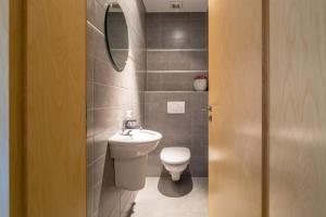 małą łazienkę z toaletą i umywalką w obiekcie IVY'S CORNER w Luksemburgu