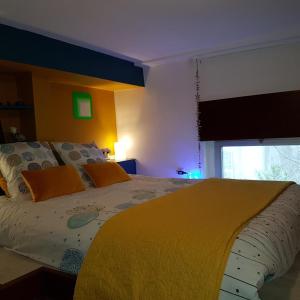 メスにあるStudio - Centre Pompidouのベッドルーム1室(黄色い毛布付きのベッド1台付)