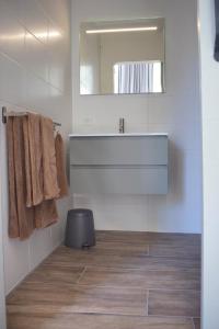 a bathroom with a sink and a mirror at "In de Kloosterhof" Gratis privé parkeren in Assen